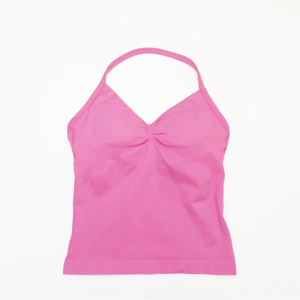 Longline Strappy Top Sports Yoga Vest Women'S Fitness Tank Top Gym Beautiful Open Back Bra Running Workout Halter