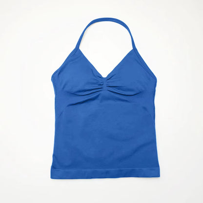 Longline Strappy Top Sports Yoga Vest Women'S Fitness Tank Top Gym Beautiful Open Back Bra Running Workout Halter