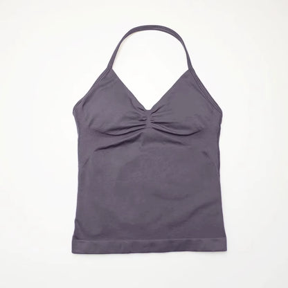 Longline Strappy Top Sports Yoga Vest Women'S Fitness Tank Top Gym Beautiful Open Back Bra Running Workout Halter